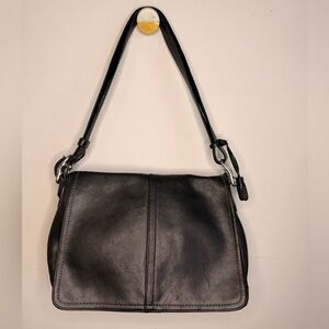 Vintage 90s Classic Coach Hampton Black Leather Shoulder Bag